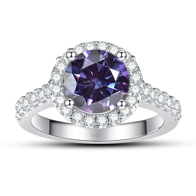 JoyceJelly Women's 925 Sterling Silver Ring 1ct Real Moissanite Rings Round Shaped D color Luxury Wedding Jewelry GRA Certified