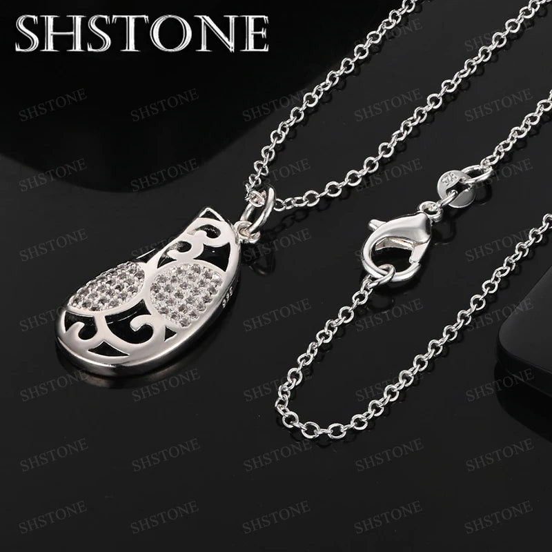 925 Sterling Silver Cross AAA Zircon Heart Water Drop Horse Pendant Necklace Fashion Design Jewelry Unisex Birthday Party Gift