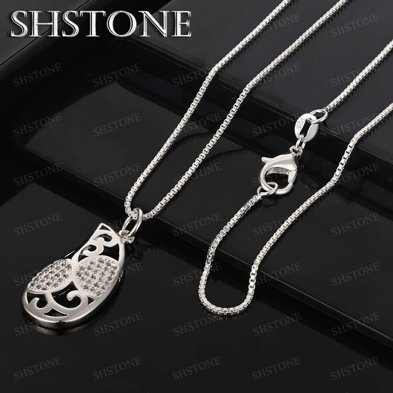925 Sterling Silver Cross AAA Zircon Heart Water Drop Horse Pendant Necklace Fashion Design Jewelry Unisex Birthday Party Gift