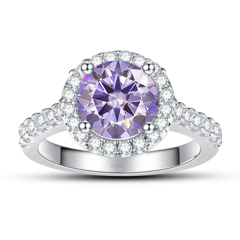 JoyceJelly Women's 925 Sterling Silver Ring 1ct Real Moissanite Rings Round Shaped D color Luxury Wedding Jewelry GRA Certified