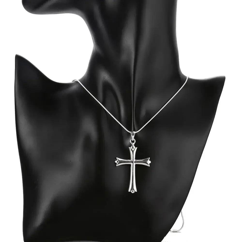 925 sterling Silver Classic cross Pendant Necklace For Women man Luxury Fashion Party Wedding Accessories Jewelry Christmas Gift