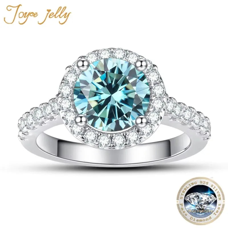 JoyceJelly Women's 925 Sterling Silver Ring 1ct Real Moissanite Rings Round Shaped D color Luxury Wedding Jewelry GRA Certified