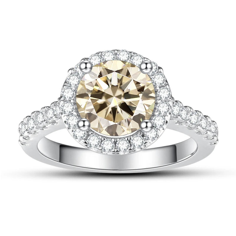 JoyceJelly Women's 925 Sterling Silver Ring 1ct Real Moissanite Rings Round Shaped D color Luxury Wedding Jewelry GRA Certified