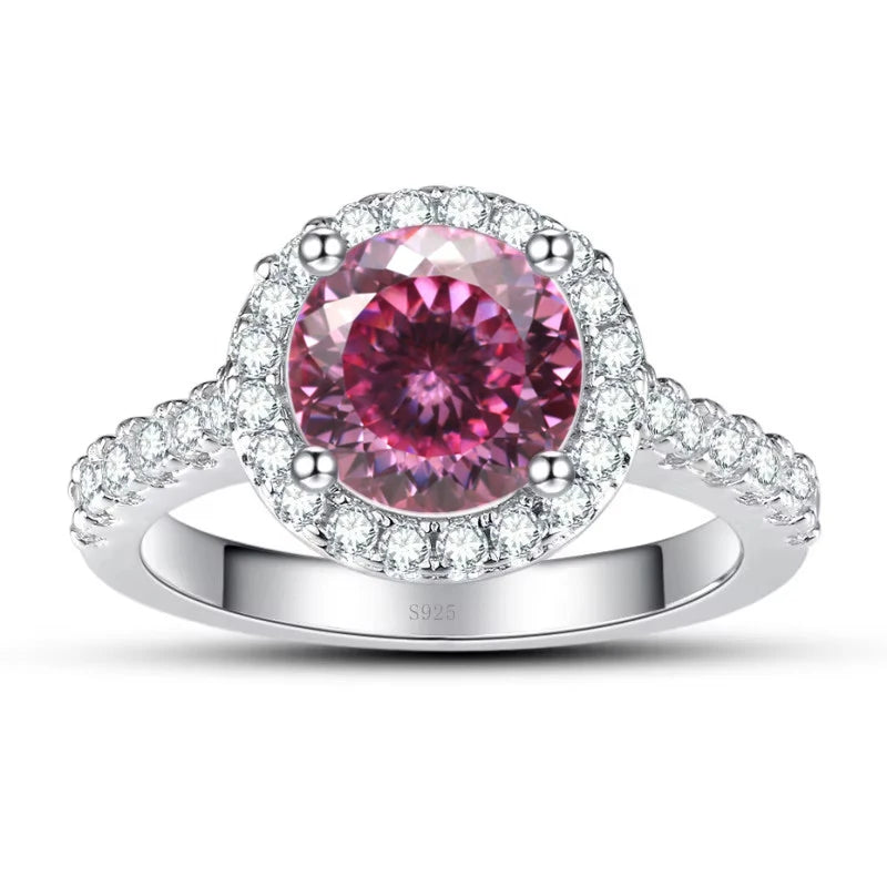 JoyceJelly Women's 925 Sterling Silver Ring 1ct Real Moissanite Rings Round Shaped D color Luxury Wedding Jewelry GRA Certified