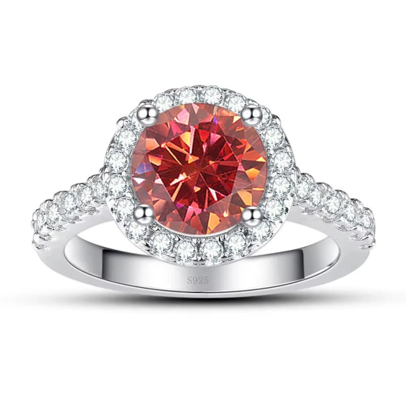 JoyceJelly Women's 925 Sterling Silver Ring 1ct Real Moissanite Rings Round Shaped D color Luxury Wedding Jewelry GRA Certified