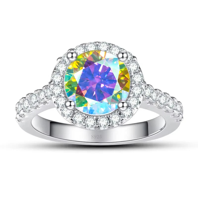 JoyceJelly Women's 925 Sterling Silver Ring 1ct Real Moissanite Rings Round Shaped D color Luxury Wedding Jewelry GRA Certified