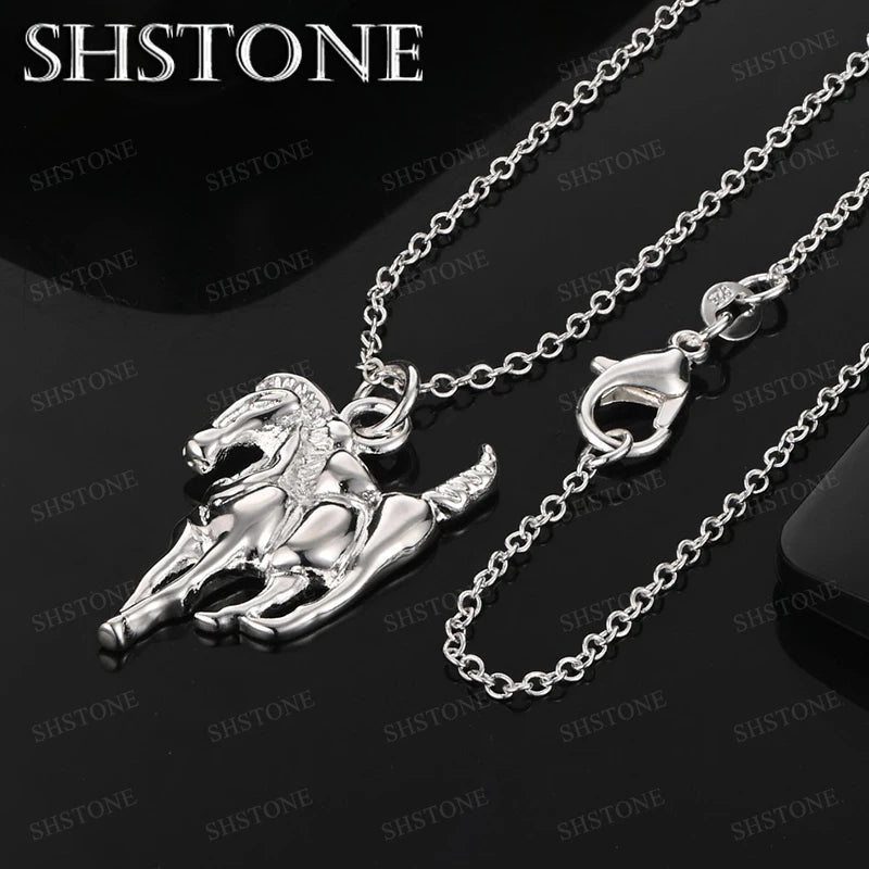 925 Sterling Silver Cross AAA Zircon Heart Water Drop Horse Pendant Necklace Fashion Design Jewelry Unisex Birthday Party Gift