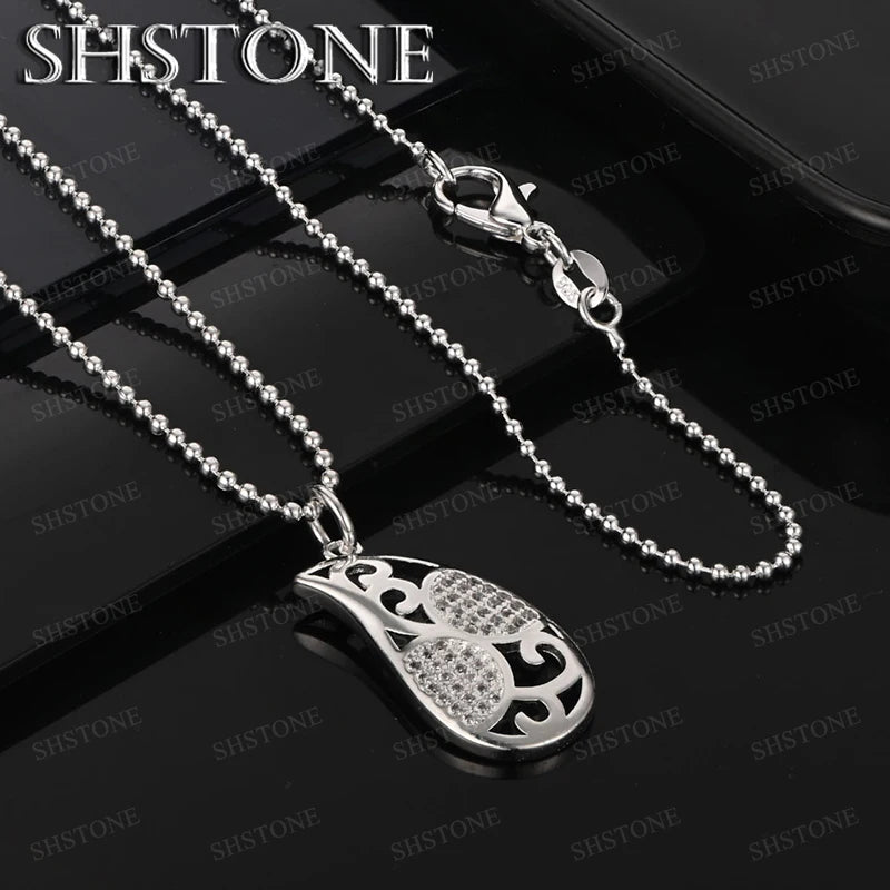 925 Sterling Silver Cross AAA Zircon Heart Water Drop Horse Pendant Necklace Fashion Design Jewelry Unisex Birthday Party Gift