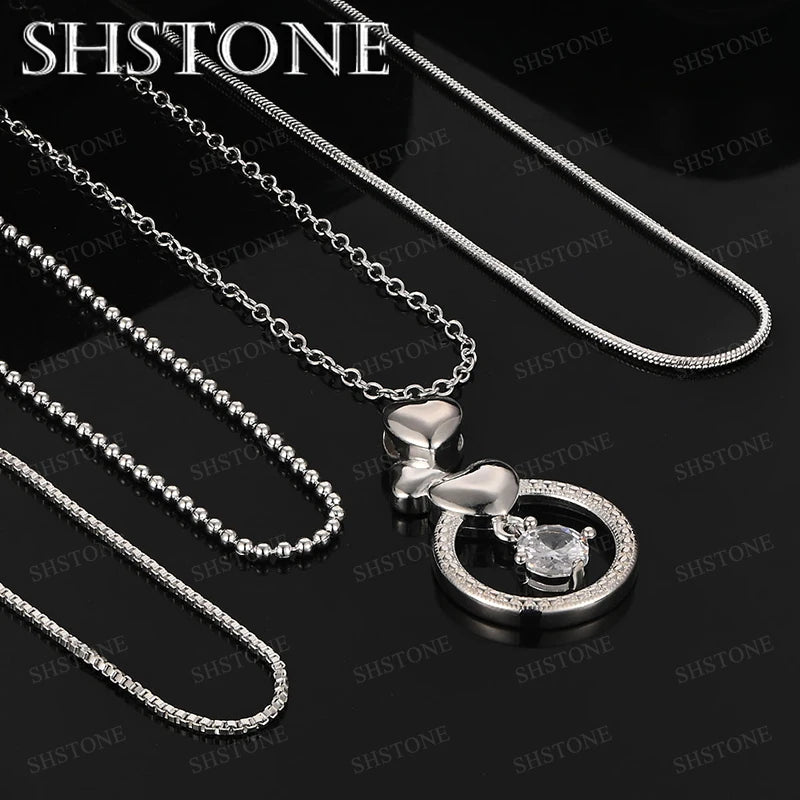 925 Sterling Silver Cross AAA Zircon Heart Water Drop Horse Pendant Necklace Fashion Design Jewelry Unisex Birthday Party Gift
