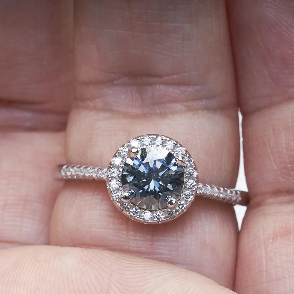 JoyceJelly Women's 925 Sterling Silver Ring 1ct Real Moissanite Rings Round Shaped D color Luxury Wedding Jewelry GRA Certified