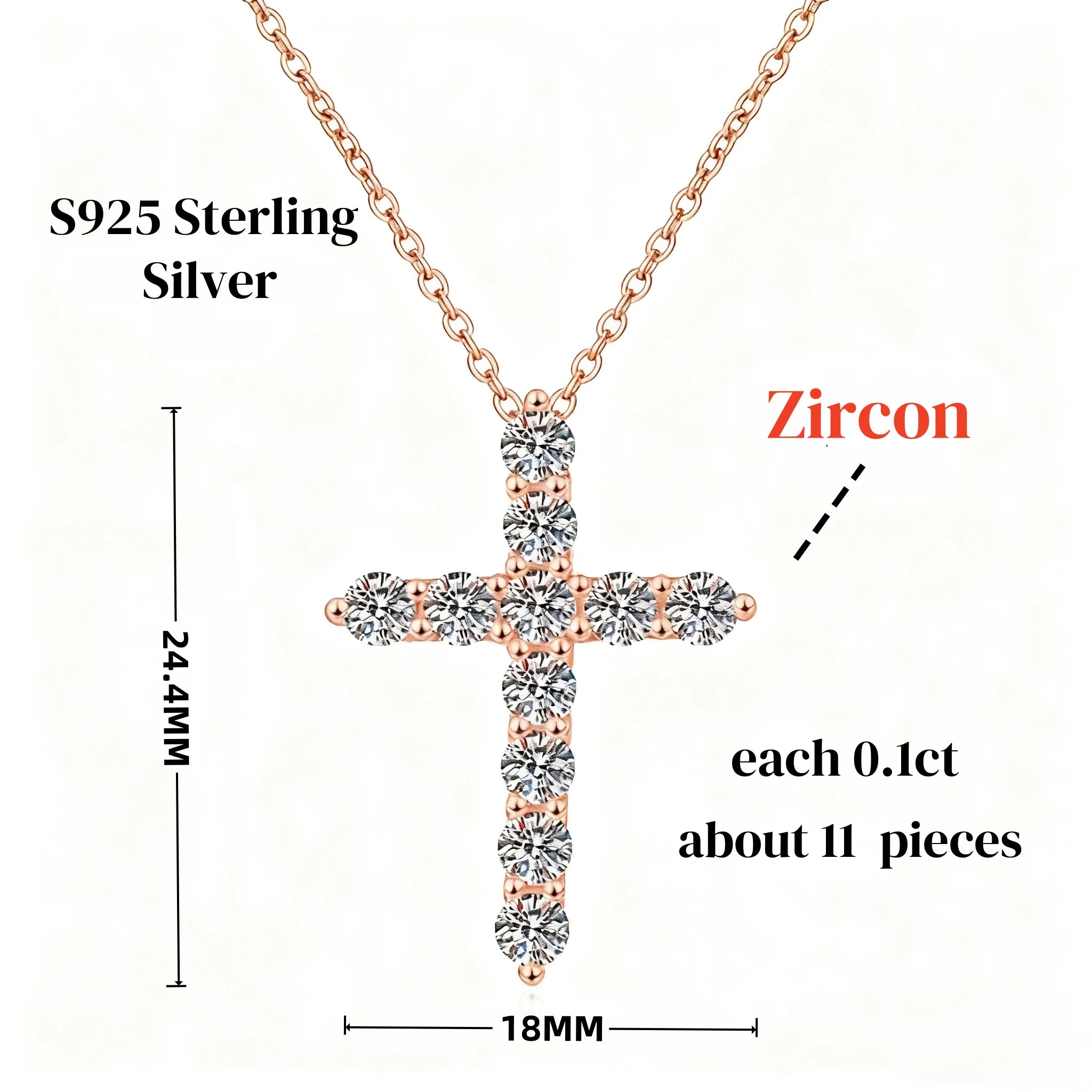 Halaile 5MM 0.5CT Moissanite/Zircon Cross Pendant Necklace 925 Sterling Silver Men Women Sparkling Fine Jewelry Gift