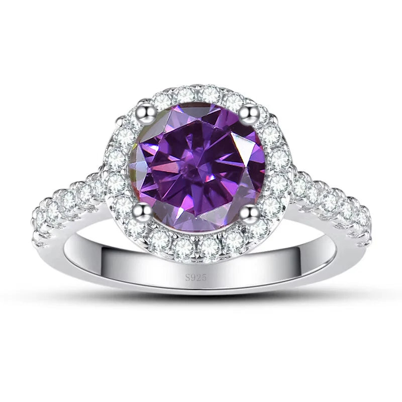 JoyceJelly Women's 925 Sterling Silver Ring 1ct Real Moissanite Rings Round Shaped D color Luxury Wedding Jewelry GRA Certified