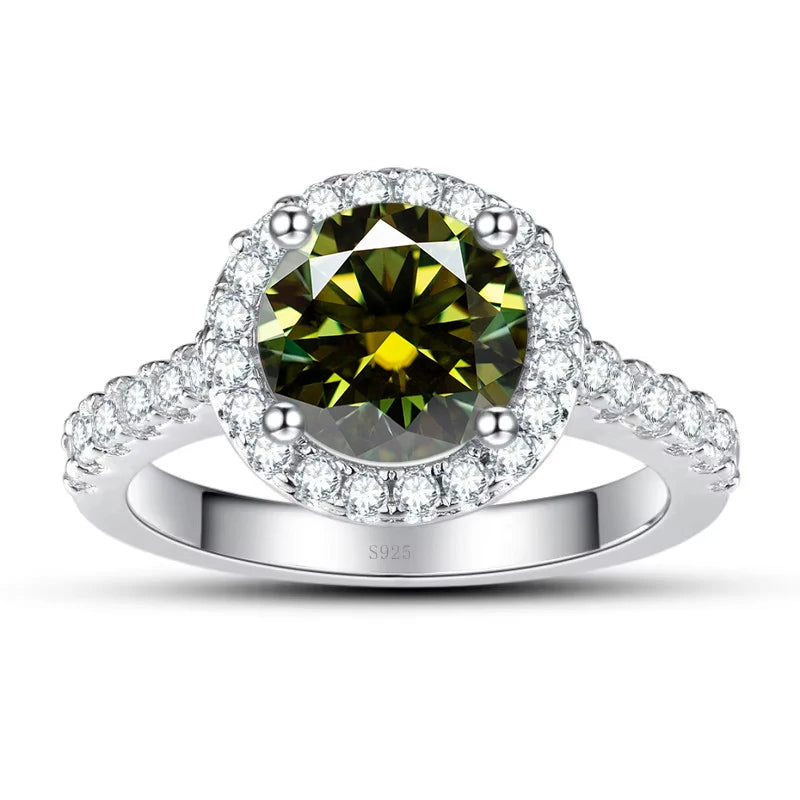 JoyceJelly Women's 925 Sterling Silver Ring 1ct Real Moissanite Rings Round Shaped D color Luxury Wedding Jewelry GRA Certified