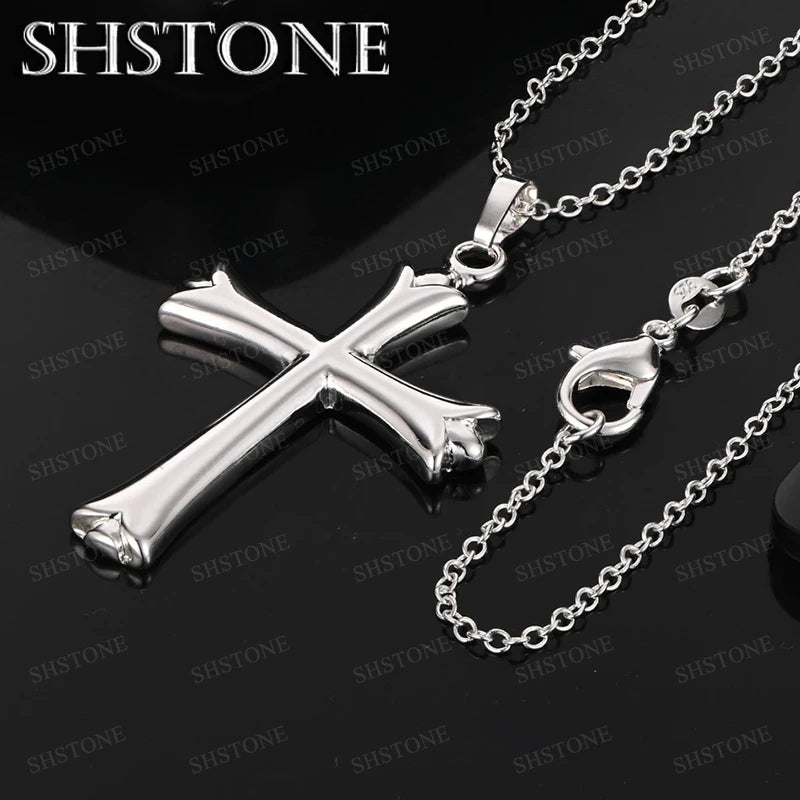 925 Sterling Silver Cross AAA Zircon Heart Water Drop Horse Pendant Necklace Fashion Design Jewelry Unisex Birthday Party Gift