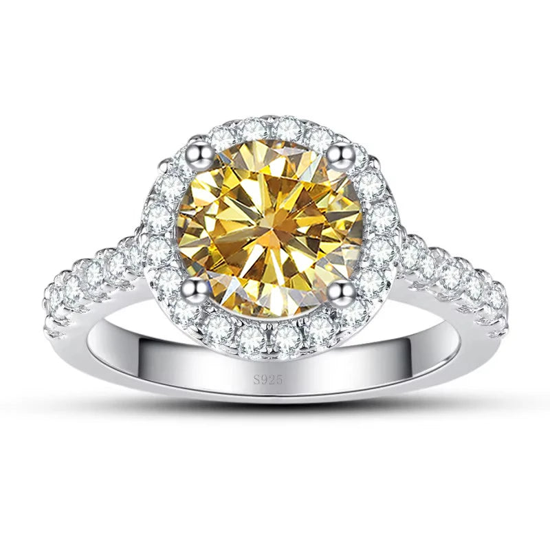 JoyceJelly Women's 925 Sterling Silver Ring 1ct Real Moissanite Rings Round Shaped D color Luxury Wedding Jewelry GRA Certified