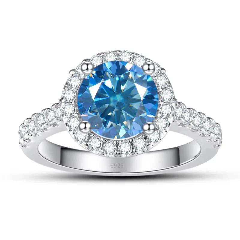 JoyceJelly Women's 925 Sterling Silver Ring 1ct Real Moissanite Rings Round Shaped D color Luxury Wedding Jewelry GRA Certified