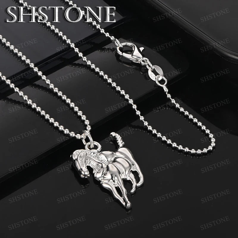 925 Sterling Silver Cross AAA Zircon Heart Water Drop Horse Pendant Necklace Fashion Design Jewelry Unisex Birthday Party Gift