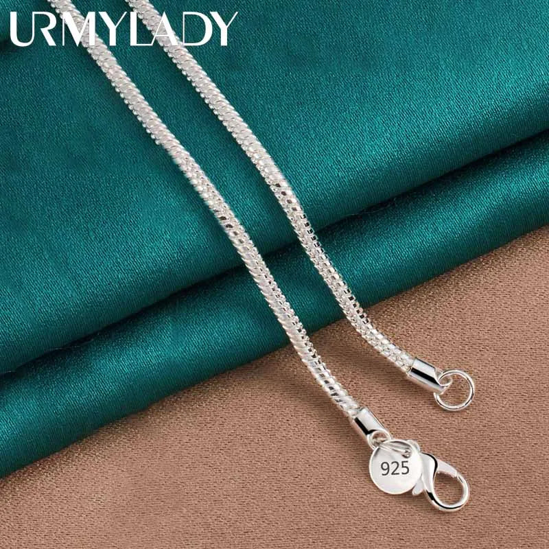 URMYLADY 925 Sterling Silver Cross Pendant 16-30 Inch Necklace Chain For Women Wedding Engagement Jewelry