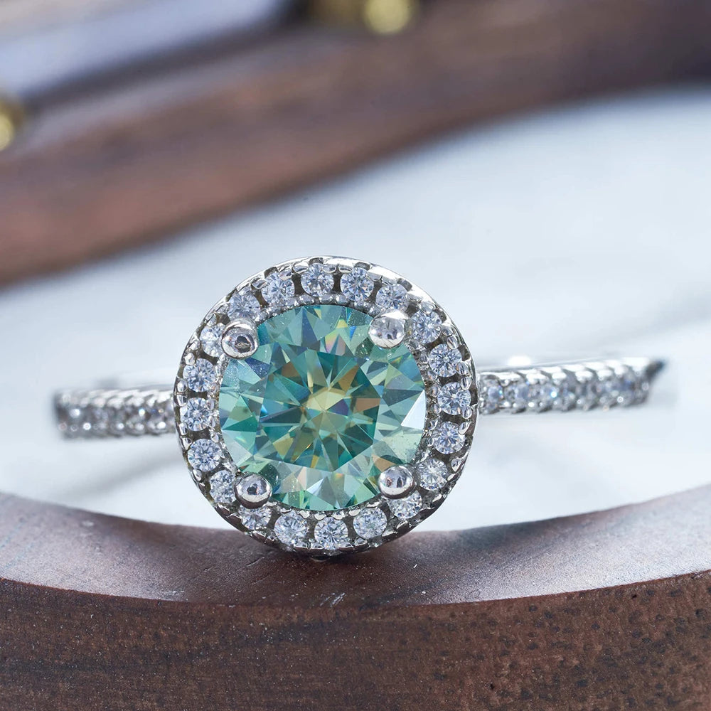 JoyceJelly Women's 925 Sterling Silver Ring 1ct Real Moissanite Rings Round Shaped D color Luxury Wedding Jewelry GRA Certified