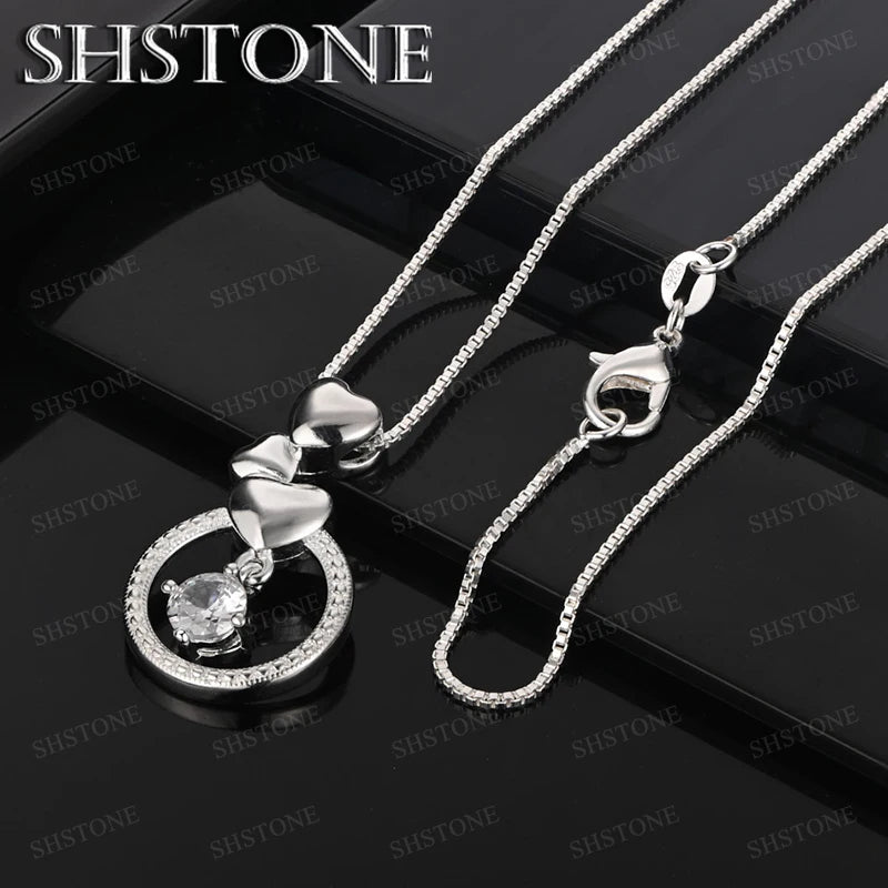 925 Sterling Silver Cross AAA Zircon Heart Water Drop Horse Pendant Necklace Fashion Design Jewelry Unisex Birthday Party Gift