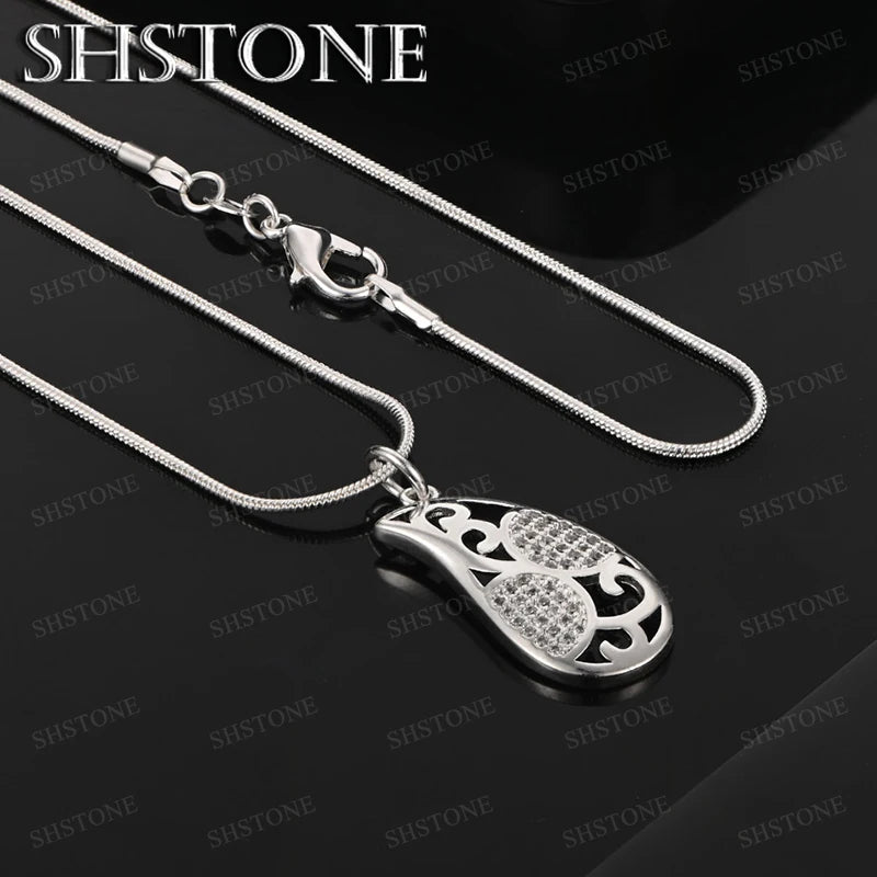 925 Sterling Silver Cross AAA Zircon Heart Water Drop Horse Pendant Necklace Fashion Design Jewelry Unisex Birthday Party Gift