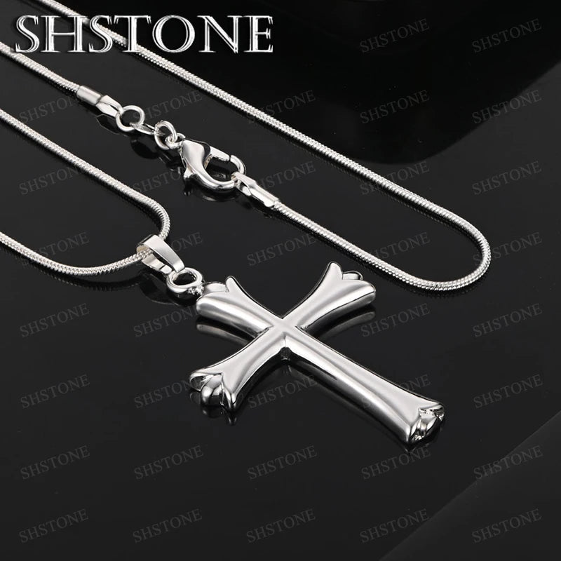 925 Sterling Silver Cross AAA Zircon Heart Water Drop Horse Pendant Necklace Fashion Design Jewelry Unisex Birthday Party Gift