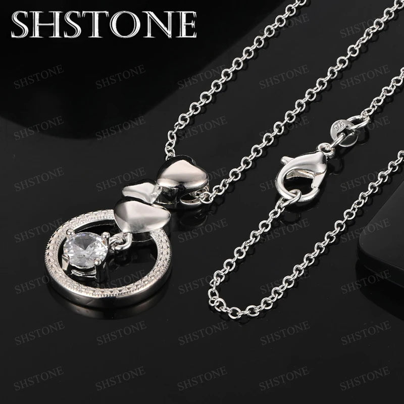 925 Sterling Silver Cross AAA Zircon Heart Water Drop Horse Pendant Necklace Fashion Design Jewelry Unisex Birthday Party Gift