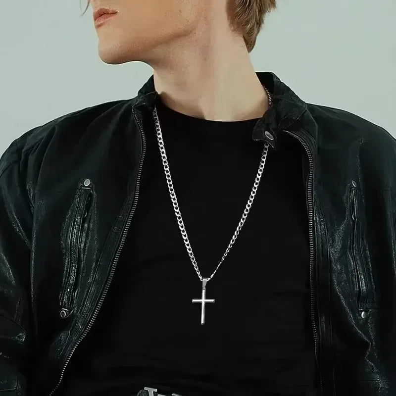 925 Sterling Silver Cross Necklace for Men Women 5mm Stainless Steel  Durable Cuban Crucifix Pendant Necklace Jewelry