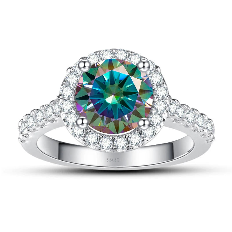 JoyceJelly Women's 925 Sterling Silver Ring 1ct Real Moissanite Rings Round Shaped D color Luxury Wedding Jewelry GRA Certified