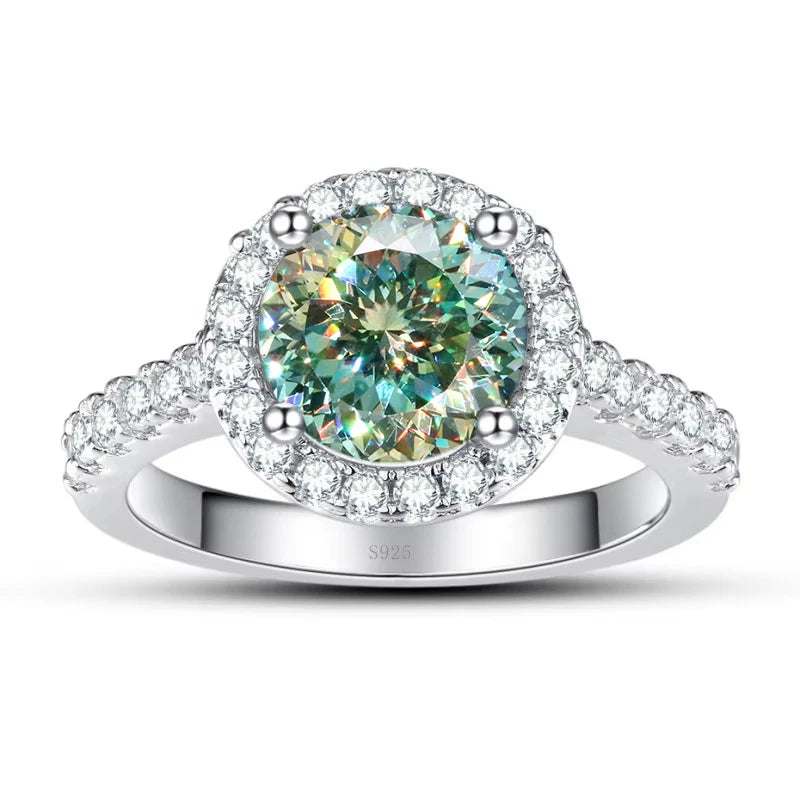 JoyceJelly Women's 925 Sterling Silver Ring 1ct Real Moissanite Rings Round Shaped D color Luxury Wedding Jewelry GRA Certified
