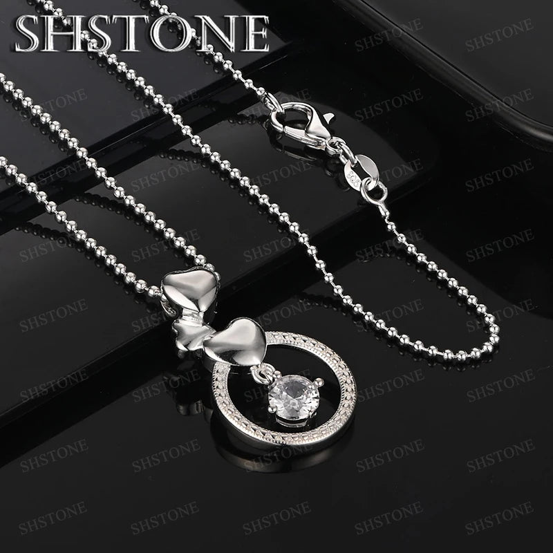 925 Sterling Silver Cross AAA Zircon Heart Water Drop Horse Pendant Necklace Fashion Design Jewelry Unisex Birthday Party Gift