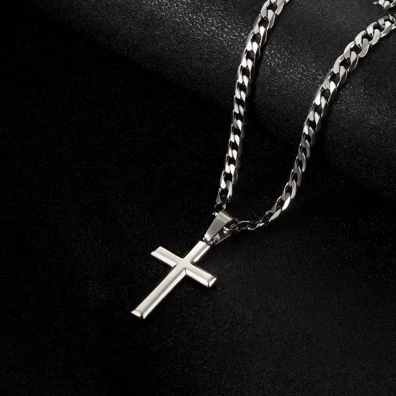 925 Sterling Silver Cross Necklace for Men Women 5mm Stainless Steel  Durable Cuban Crucifix Pendant Necklace Jewelry