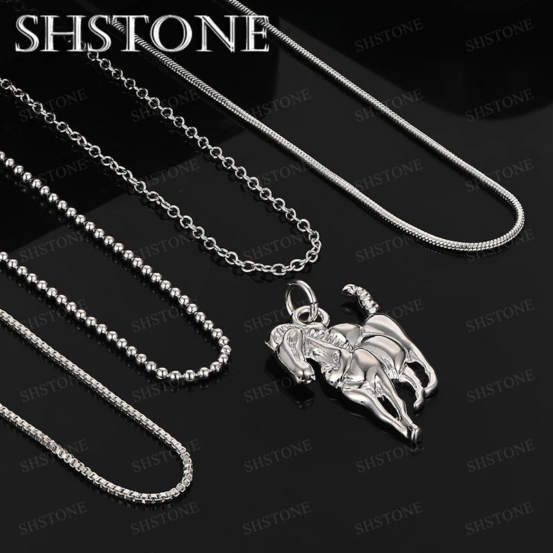 925 Sterling Silver Cross AAA Zircon Heart Water Drop Horse Pendant Necklace Fashion Design Jewelry Unisex Birthday Party Gift