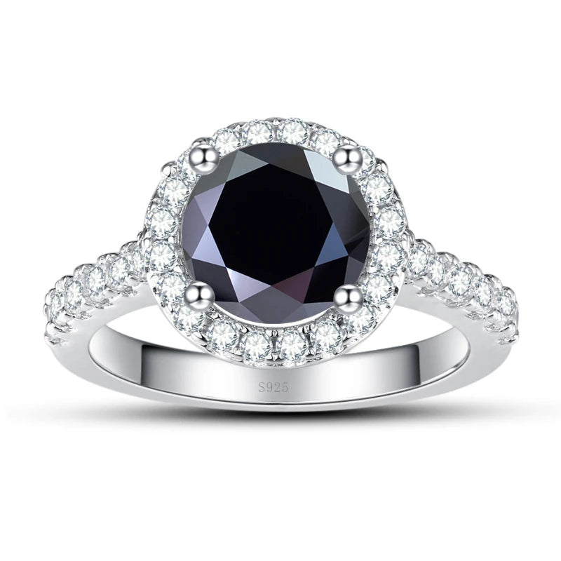 JoyceJelly Women's 925 Sterling Silver Ring 1ct Real Moissanite Rings Round Shaped D color Luxury Wedding Jewelry GRA Certified