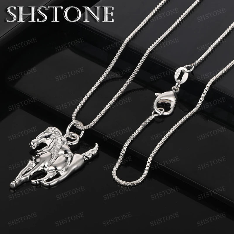 925 Sterling Silver Cross AAA Zircon Heart Water Drop Horse Pendant Necklace Fashion Design Jewelry Unisex Birthday Party Gift